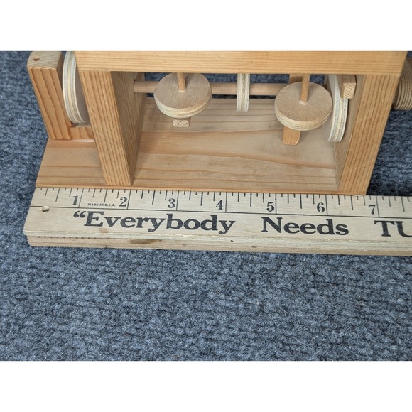 Vintage Wooden Automaton Hand Crank Wood Toy Decor Dolphin Sunset Palm Trees - Picture 13 of 14